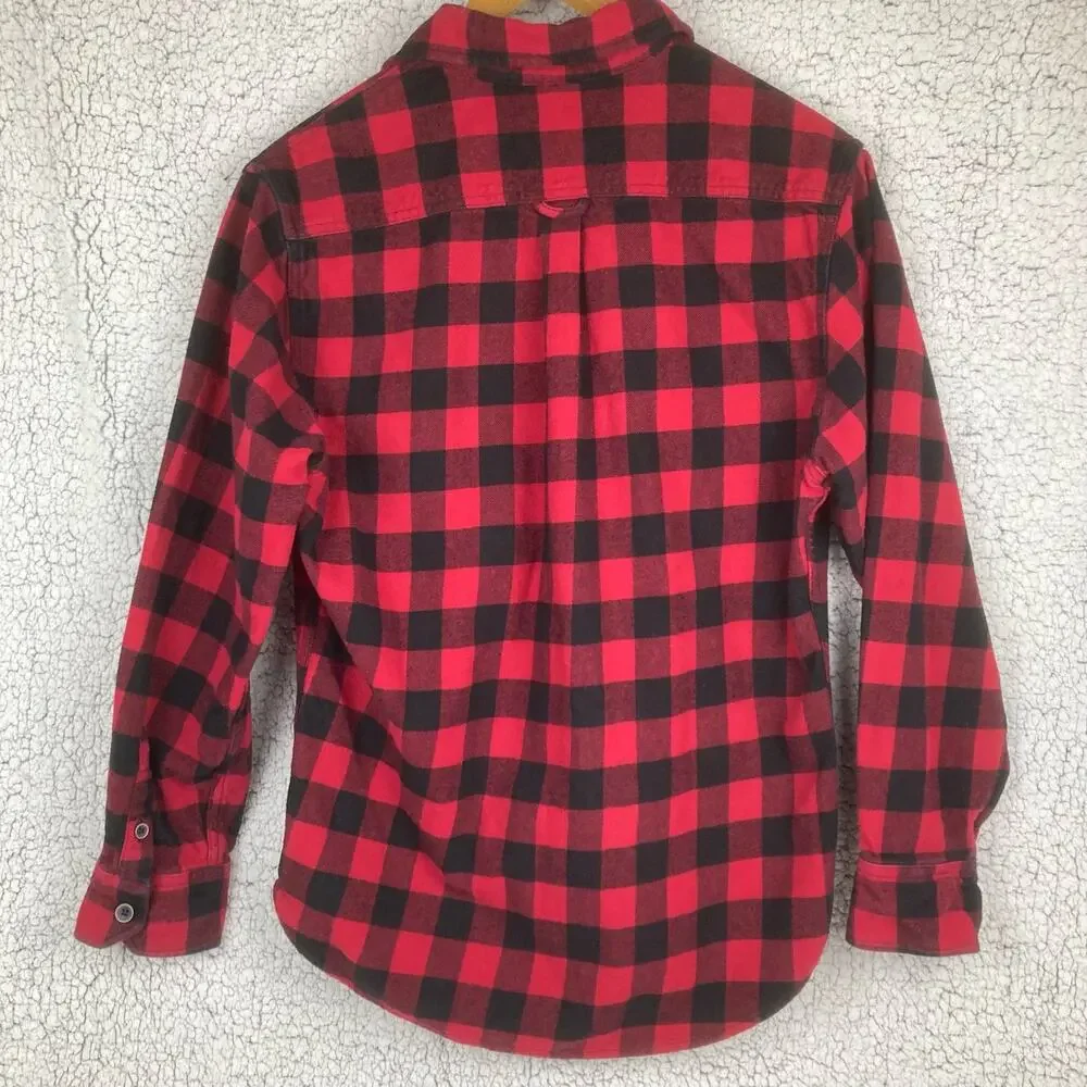 Jachs Button Shirt Mens M Red Black Plaid Thick Flannel Buffalo Check Lumberjack - Picture 2 of 11